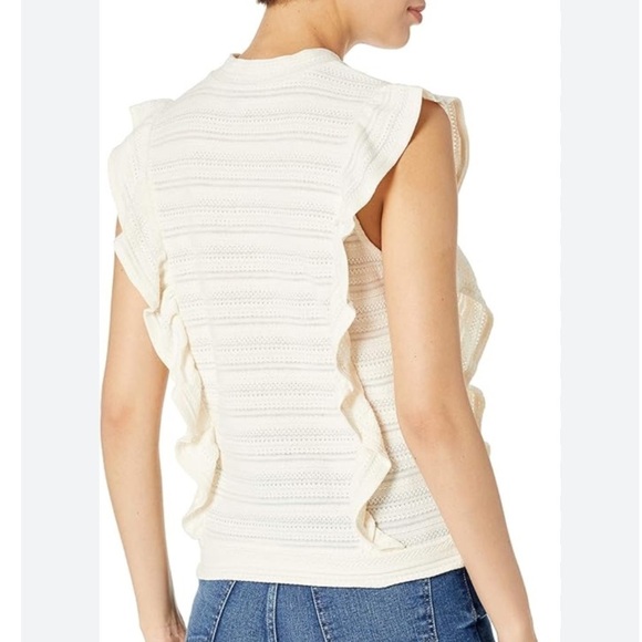 Jessica Simpson Tops - Jessica Simpson Cream Ruffle Sleeve Pointelle Knit Sweater Top XS